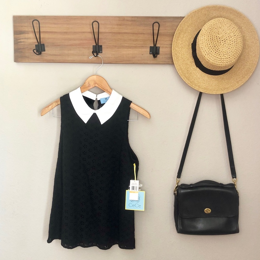 NWT CeCe Peter Pan Collar Sleeveless Top